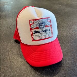 BUDWEISER Foam Red Vintage Trucker Hat Mesh Back Adjustable